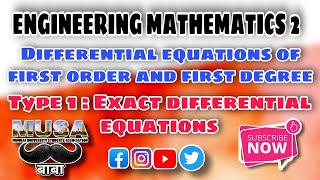 PART 2ENGINEERING MATHEMATICS 2 MODULE DIFF EQN EXACT DIFFERENTIAL EQUATION BY musababa [upl. by Anelliw]