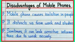 Disadvantages of Mobile Phones  10 lines on Disadvantages of Mobile phones in English [upl. by Tyne]