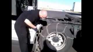 How to put tire chains on an 18wheeler for winter weather [upl. by Emmerich]