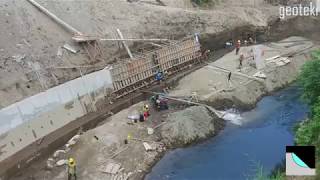 Dewatering Process of Retaining Wall Construction [upl. by Bellew]