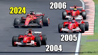 Ferrari F1 2024 vs Ferrari F1 2004 vs Ferrari F1 2005 vs Ferrari F1 2006  Imola [upl. by Neivad]