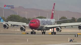 🚨🚨EDELWEISS lands with strong 💨crosswind in Las Vegas Airplanelover lasvegas aviation plane [upl. by Erkan781]