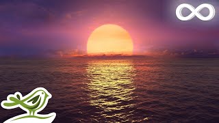 Purple Sunset Ocean Sounds amp Relaxing Sleep Music [upl. by Ldnek912]