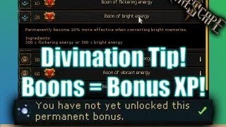 RuneScape Divination Tip  Boons UNLOCK PERMENTANT BONUS XP [upl. by Barbabra]