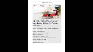 RQI 2025 ACLS Healthcare Provider Exam Quizzes 29 terms amp Answers pdf [upl. by Atsillak514]