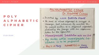 POLYALPHABETIC CIPHER OR VIGENERE CIPHER WITH EXAMPLE SUBSTITUTION TECHNIQUE [upl. by Fletcher]