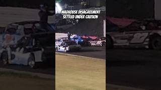 Stadium Stock Drivers Settle Disagreement On The Track asphaltracing racing crash fighting [upl. by Ojadnama]