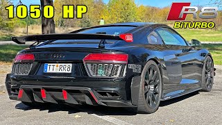 1050HP Audi R8 V10 BiTURBO  REVIEW on AUTOBAHN [upl. by Eicnarf]