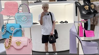 VERSACE SHOPPING VLOG Infamous Versace Bratz Heel try on MEDUSA AEVITAS DOUBLE PLATFORM PUMPS [upl. by Aztiraj]