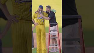 Mid Game Stilts Interview bananaball savannahbananas bananaball mlb stilts sports funny fun [upl. by Nevear881]