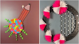 DIY Colorful Pencil Flower Wall Art amp Paper Fan Decor  Creative Craft Ideas [upl. by Leifeste]