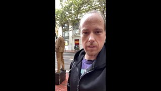 Portland City Council candidate removes sexual assault plaque from popup Trump statue [upl. by Beesley]