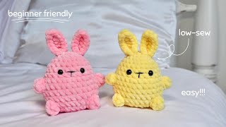 Beginner friendly crochet bunny TUTORIAL Super easy AND its lowsew [upl. by Tram226]