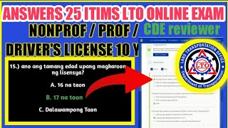 LTO EXAM ANSWERS 25 ITIMS REVIEWER  NONPROFPROF DRIVERS LICENSE RENEWAL [upl. by Kathe]