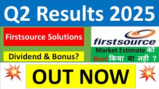 FIRSTSOURCE SOLUTIONS Q2 results 2025  FSL results today  FIRSTSOURCE SOLUTIONS Share News  FSL [upl. by Sorel]