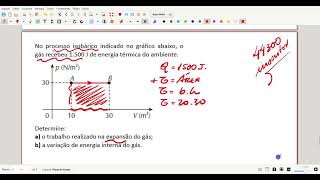 No processo isobárico indicado no gráfico abaixo o gás recebeu 1500 J de energia térmica do [upl. by Pihc]