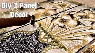 HOW TO MAKE A 3 PANEL LUXURY WALL ART DECOR [upl. by Ahsienyt]