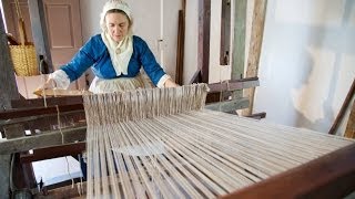 Weaving on Mount Vernons 18th Century Loom [upl. by Kostival151]