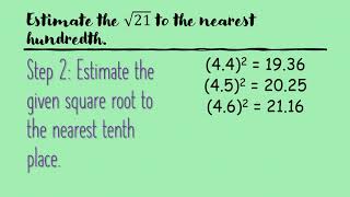 Estimating Square Root of a Whole Number to the Nearest Hundredth [upl. by Helse]