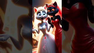 White cat Bride VS Black Evil Cat battle of Love catstory catlover viralshort cat [upl. by Ibbor]