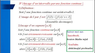 Image dun intervalle par une fonction continue 2bacSPCF SVT2bac seco et techniques [upl. by Ahsilat]