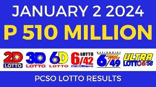 Lotto Result January 2 2024 9pm PCSO [upl. by Revned911]