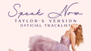 Speak Now Taylors Version  Tracklist [upl. by Alisha]