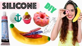 DIYs com SILICONE 2 ESTOJO BANANA BORRACHA DONUT e MOLDES  Paula Stephânia [upl. by Hanimay]