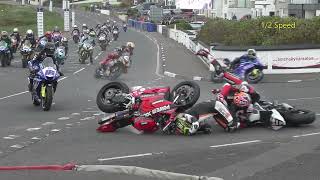 Davey Todd amp Adam McClean Crash on 1st Lap of NW200 Supersport Race  9th May 2024 [upl. by Aelanna]