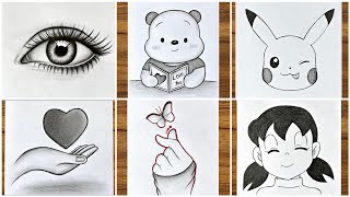 6 Easy drawing ideas that anyone can do  Easy drawings step by step  Pencil sketch drawing [upl. by Eelahc]