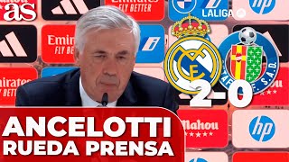 ANCELOTTI rueda de prensa  REAL MADRID 2  GETAFE 0 [upl. by Yadroc348]