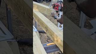 Notching Posts deckbuilding homeimprovement construction transformation constructionlife deck [upl. by Kalikow]