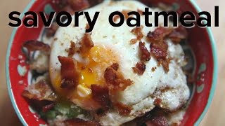 Savory oatmeal recipe Oatmeal with celery egg cheese and bacon featuring Just Eat Life [upl. by Annyl328]