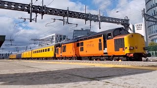 HNRC 37607  Network Rail 9702 departs Cardiff Central 28924 working Landore TMD  Derby RTC [upl. by Orpha]