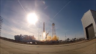 Launch Pad Camera Captures Antares Rocket Launch With Orbital Sciences Cygnus Orb1 To ISS [upl. by Anehsuc]