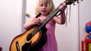 3 Year Old Girl quotPlayingquot Guitar and Singing [upl. by Agan]