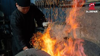 Japans rarest precious steel the Tamahagane handcrafted by HIRATA SWORD SMITH  injapanstories [upl. by Shornick]