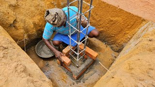 Column Footing BrickworkFoundation Column Shuttering Brickworkamp Rcc ConcreteColumn Reinforcement [upl. by Ydda73]