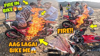 😨Aag Lagai bike me  Fire in Bike Live Captured in Go Pro Camera Preparation for Ladakh [upl. by Cadal]