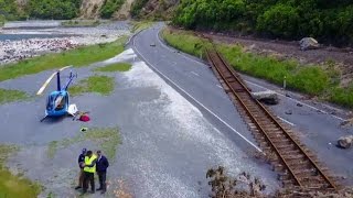 Helicopter aerials of Kaikoura earthquake damage [upl. by Amikehs]