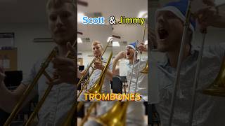 Scott amp Jimmy play trombones musicteacher trombone [upl. by Ecinehs]