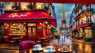 Rainy Night Paris Cafe Ambience with Smooth Jazz and Rain Sounds for Relaxation Focus amp Sleep [upl. by Phelips685]