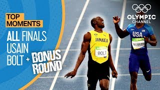 Usain Bolt  ALL Olympic finals  Bonus round  Top Moments [upl. by Anirrok]