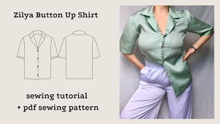 How to sew button up shirt  DIY Zilya Button Up ShirtAlmiraSewsPatterns  Shirt PDF Pattern [upl. by Jadd]