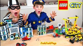 Costume Pretend Play  Lego Police Bank and Construction Truck Heist  JackJackPlays [upl. by Edwine]