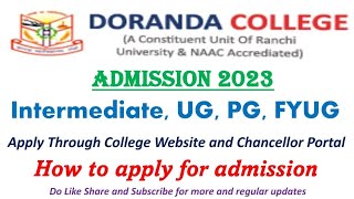 Doranda College Ranchi Admission 2023  Intermediate FYUG PG UG admission  How to apply [upl. by Asilam574]