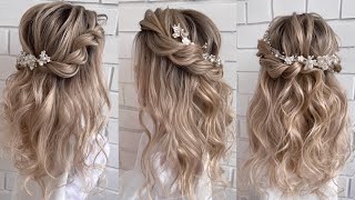 Wedding hairstyle How to do half up half down hairstyle [upl. by Rotce245]