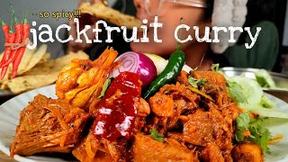 🔥SPICY JACKFRUIT CURRY WITH RICE MUKBANG🔥 KATHAL KI SABJI  ICHOR CURRY BENGALI STYLE [upl. by Anoyk]