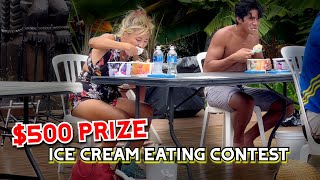 500 PRIZE ICE CREAM EATING CONTEST at Wet in Wild in Hawaii RainaisCrazy [upl. by Ahsinan763]