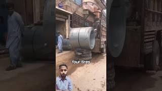 Steel coil unloading 😱😱 construction machine engineering viralvideo shorts [upl. by Eerased907]